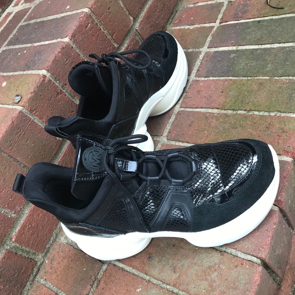 Micheal Kors Olympia Sneakers Black Size 9M - Picture 3 of 16
